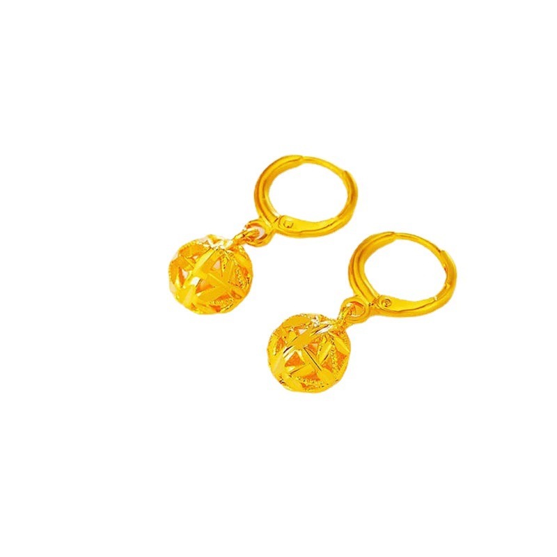 沙金镂空玲珑球耳环